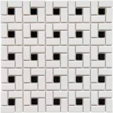 Merola Tile Spiral Black and White 12-1/2 12-1/2 6 mm Porcelain Mosaic Tile 11.07 sq. case, Black