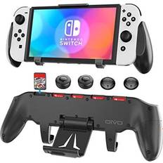 OIVO Gaming Accessories OIVO Switch Grip with Upgraded Adjustable Stand Compatible with Switch & OLED, Asymmetrical Grip with Upgraded Adjustable Stand/Cartridge Holders and 5 Game Slots- 4