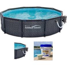 Pool 10ft Swimming Pools & Accessories Summer Waves 10ft x 30in Outdoor Round Frame Above Ground Swimming Pool Set