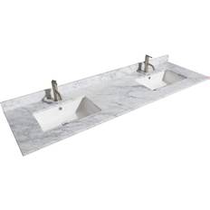 Wyndham Collection 72 22 D Marble Double Basin Vanity Top with White Basins