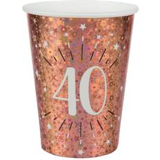 10 Rose Gold 40th Birthday Cups, Sparkling Foil 40th Party Cups, 40th Birthday Paper Cups, Milestone Age 40 Party Cups, Rose Gold Party