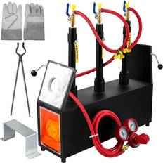 Vevor Camping Vevor Propane Knife Forge, Farrier Furnace with Three Burners, Portable Square Metal Forge with Two Durable Doors, Large Capacity, for Blacksmithing, Knife Making, Forging Tools and Equipment