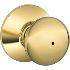Door Handles Schlage Plymouth Bright Brass Privacy Bed/Bath Door Knob