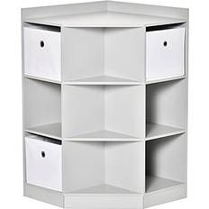 HOMCOM Kids Corner Cabinet, Cubby Toy Storage Organizer, Bookshelf Unit Three