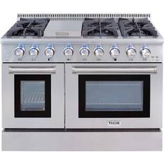 Silver dual fuel cooker Thor Kitchen Pre-Converted Propane Dual Fuel Silver