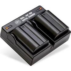 bm premium pack of 2 enel15 batteries and usb dual battery charger kit for nikon d7500, 1 v1, d500, d600, d610, d750, d800, d810, d810a, d850