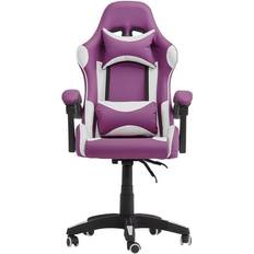 Purple Gaming Chairs CorLiving Ravagers Purple and White Nylon Gaming Chair