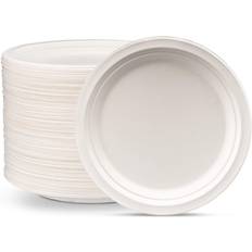 100% Compostable 9 Inch Paper Plates 125-Pack Heavy-Duty Plate