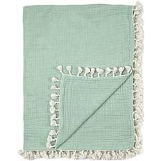 Crane Baby Lovey Blankets Green Evergreen Tassel-Fringe Lovey Blanket