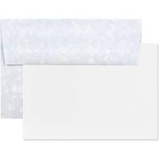 Jam Paper Â Blank Greeting Cards Set, 4Bar A1 Size, 3.625 x 5.125, Parchment Blue Recycled, 25/Pack (304624545) Blue