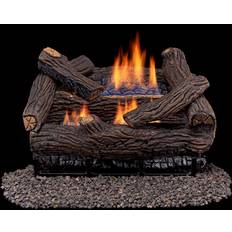 Red Gas Fires Duluth Forge Ventless Dual Fuel Gas Log Set 18 in. Stacked Red Oak Remote Control