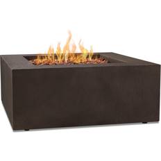 Brown Gas Fires Real Flame Baltic 36.5 Square Natural Gas Fire Table in Kodiak Brown