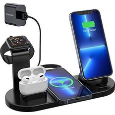 Apple airpods Batteries & Chargers Wireless Charger Stand, Kertxin 4 in 1 Wireless Charging Station Dock for Apple Watch, AirPods, iPhone Series 13/13Pro/Mini/12/12Pro/11/11Pro/Max/Xr/Xs/X/8Plus,Samsung Phone(iWatch Charger Required)
