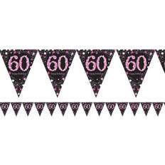 Amscan Sparkling Pink Celebration 60th Birthday Bunting Party Pennant pink birthday 60th party bunting pennant banner celebration flag black