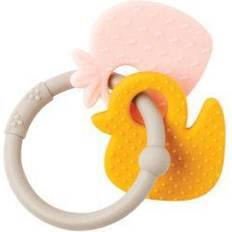 Nattou Silicone Teether Rattle, Strawberry & Duck