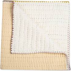 Baby Blankets Crane Baby Cotton Muslin Kantha Baby Quilt in Cream/Natural 100% Cotton
