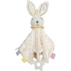 Baby Security Blanket with Tags Soft Plush Stuffed Animal Toys Lovey Soothing Sensory Toy Cute Minky Dot Fabric Cuddle Snuggle Blanket White Bunny