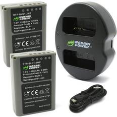Olympus pen Wasabi Power Battery (2-Pack) and Dual USB Charger for Olympus BLN-1, BCN-1 and Olympus OM-D E-M1, E-M5, Pen E-P5