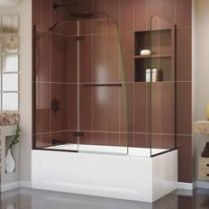 Projector Screens DreamLine SHDR3448580RT Aqua Ultra 58" High x 60" Wide Hinged Frameless Tub and Shower Screen with Tempered Glass Oil Rubbed Bronze Showers Shower Oil Rubbed Bronze