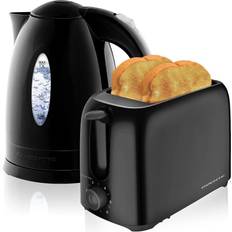 Toaster and kettle Ovente 7-Cup Black Body 2-Slice Black