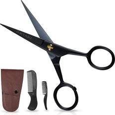 Beard Brushes ONTAKI 5 Professional German Beard & Mustache Scissors Kit With 2 Comb & Carrying Pouch