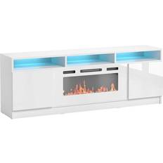 Modern tv stand with fireplace Reno WH05 Electric Fireplace Modern 63 TV Stand White