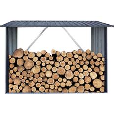 Gray Fireplace Accessories Hanover 84.50 in. Indoor/Outdoor Firewood Rack