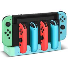 Batteries & Charging Stations TNP Switch Joycon Charging Dock for Nintendo Switch Controller Charger Station and Switch OLED, Support 4 Joy con Holder with Indicator, Docking Stand