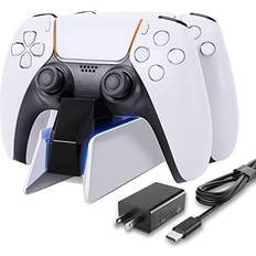 Batteries & Charging Stations PS5 Controller Charging Station with Fast Dual Charging Dock PS5 Charger for Playstation 5 Dualsense Wireless Controller Accessories, Blue ON/Off Automatically When Charging