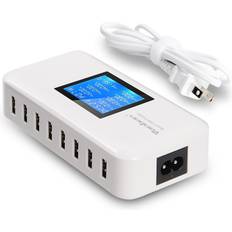 Multi usb charger Multiple USB Charger, 60W/12A 8-Port Desktop Charger Charging Station Multi Port Travel Fast Wall Charger Hub with LCD for Smart Phones, Tablet and More (White)