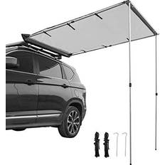 Vevor Camping Vevor 7.6 x 8.2 ft. Car Side Awning with Carry Bag Telescoping Poles Trailer Sunshade Rooftop Tent Installation Kit, Grey