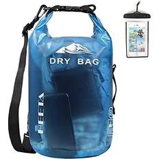HEETA Waterproof Dry Bag for Women Men, Roll Top Lightweight Dry Storage Bag Backpack with Phone Case for Travel, Swimming, Boating, Kayaking, Camping and Beach, Transparent Blue 30L