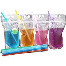 Wrapping Paper & Gift Wrapping Supplies 50 Pack Disposable Plastic Drink Pouches Bags 17oz with Straws,5 by 9 Inches 8mil
