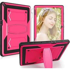 Cases & Covers SOATUTO Walmart Onn 10.1 Tablet Case with Screen Protector, Shockproof Kids Friendly Rugged Case with Tempered Glass Film for Walmart Onn 10.1 inch Tablet 2020 2nd Generation (Pink+1 Pcs)