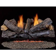 Red Gas Fires Duluth Forge Ventless Propane Gas Log Set, 30" Stacked Red Oak, 33000 BTU, Manual Control