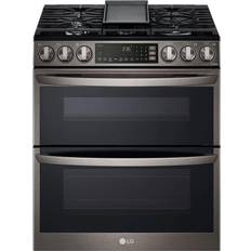 AirFry - Wall Ovens LG Electronics 6.9 cu. Slide-In Double Gas Range with ProBake Black