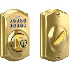 Keypad Locks Schlage Camelot Bright Brass Single Cylinder Deadbolt Keypad Electronic Door Lock