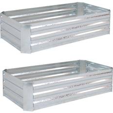 Outdoor Planter Boxes 48 Galvanized Steel Rectangle Raised Bed - Silver