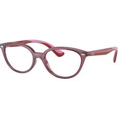 Red Glasses Ray-Ban Junior Rb1612 Kids Red On Pink Clear Lenses Polarized 48-15 Red On Pink 48-15