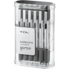 Tul BP3 Retractable Ballpoint Pens, Medium Point, 1.0 mm, Silver Barrel, Black Ink, Pack Of 12 Pens