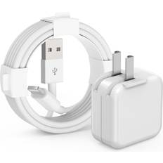 Batteries & Chargers iPad Charger iPad Charger Cord 10 FT Apple Certified 12W USB Wall Charger Foldable Portable Travel Plug with Long Lightning Cable Compatible for iPad iPad Mini iPad Air 1/2/3 iPhone iP