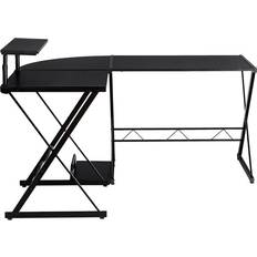 Home office desks Furniture Costway 58 44 L-Shaped Computer Gaming Desk w/ Monitor Stand & Host Tray Home Office Black