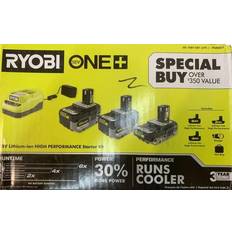 Ryobi ONE 18V Lithium-Ion HIGH Performance Starter Kit with 2.0 Ah Battery, 4.0 Ah Battery, 6.0 Ah Battery, Charger, and Bag