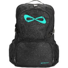 Nfinity Sparkle Backpack Girls Glitter Bookbag Perfect Bag for Travel, School, Gym, & Cheer Practices 15” Laptop Compartment Black with Teal Logo