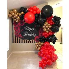 Balloon Arches Red Black Metallic Gold DIY Balloon Arch Garland Kit-Party Supplies Metallic Gold, Red, Black Balloons for Baby&Bridal Shower, Birthday Party, Wedding, Grad, Anniversary Party
