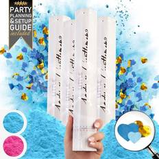 Confetti Gender Reveal Confetti Cannon 4pk Blue Powder Cannon x2 and Heart Shaped Confetti Popper x2 Baby Gender Reveal Party Supplies Ideas and Smoke Bombs
