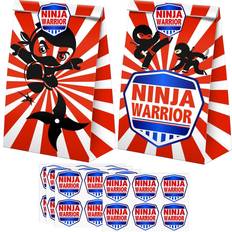 Ninja Goodie Bags-24 Pcs Ninja Party Favors Candy Bags with Stickers, Ninja Goody Gift Treat Bags Ninja Themed Birthday Party Supplies