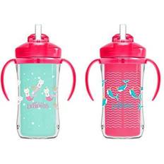 Dr. Brown’s Milestones Insulated Sippy Cup with Straw and Handles Pink 10oz 2-Pack 12m