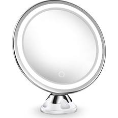 Bathroom mirror with led lights Updated 10x Magnifying Lighted Makeup Mirror with Touch Control LED Lights, 360 Degree Rotating Arm, and Powerful Locking Suction Cup, Portable Magnifying Mirror for Home, Bathroom Vanity, and Travel
