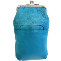 Cigarette Cases Women 100% Pure Leather Cigarette Case Lighter Match Pocket Zipper Coin Pouch -4 Color Teal